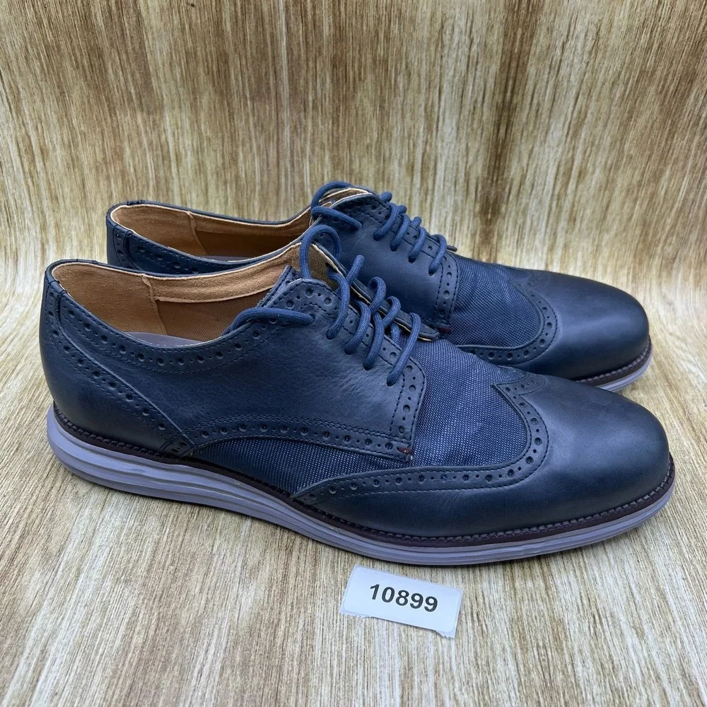 Cole Haan Original Grand Wingtip Oxford Mens 13 W Navy Blue Leather Shoes C23406